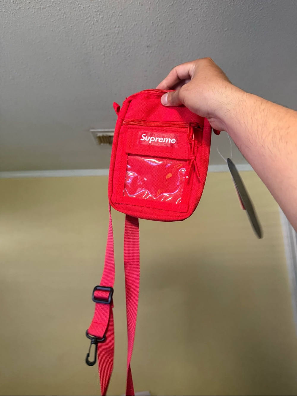 Supreme Red Crossbody Pouch with Clear ID Pocket